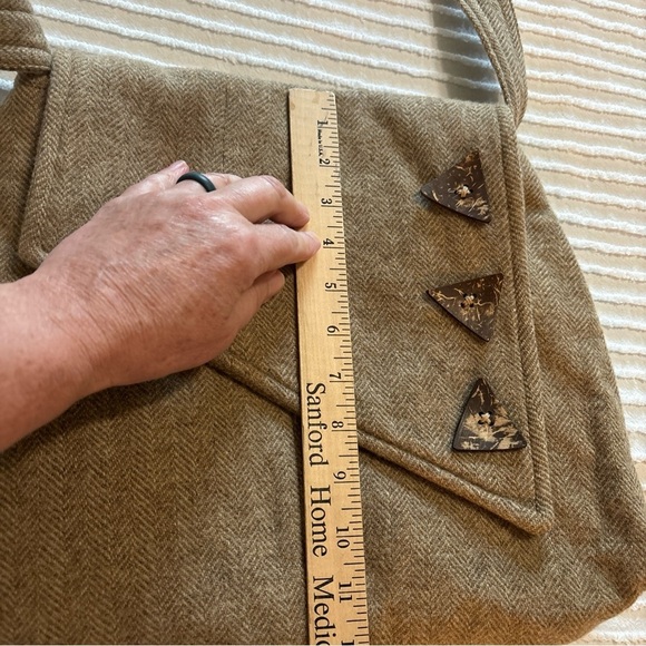 Tan Tweed Herringbone Bag/purse Envelope Fold With Matching Wallet NWOT‎ - Picture 11 of 16